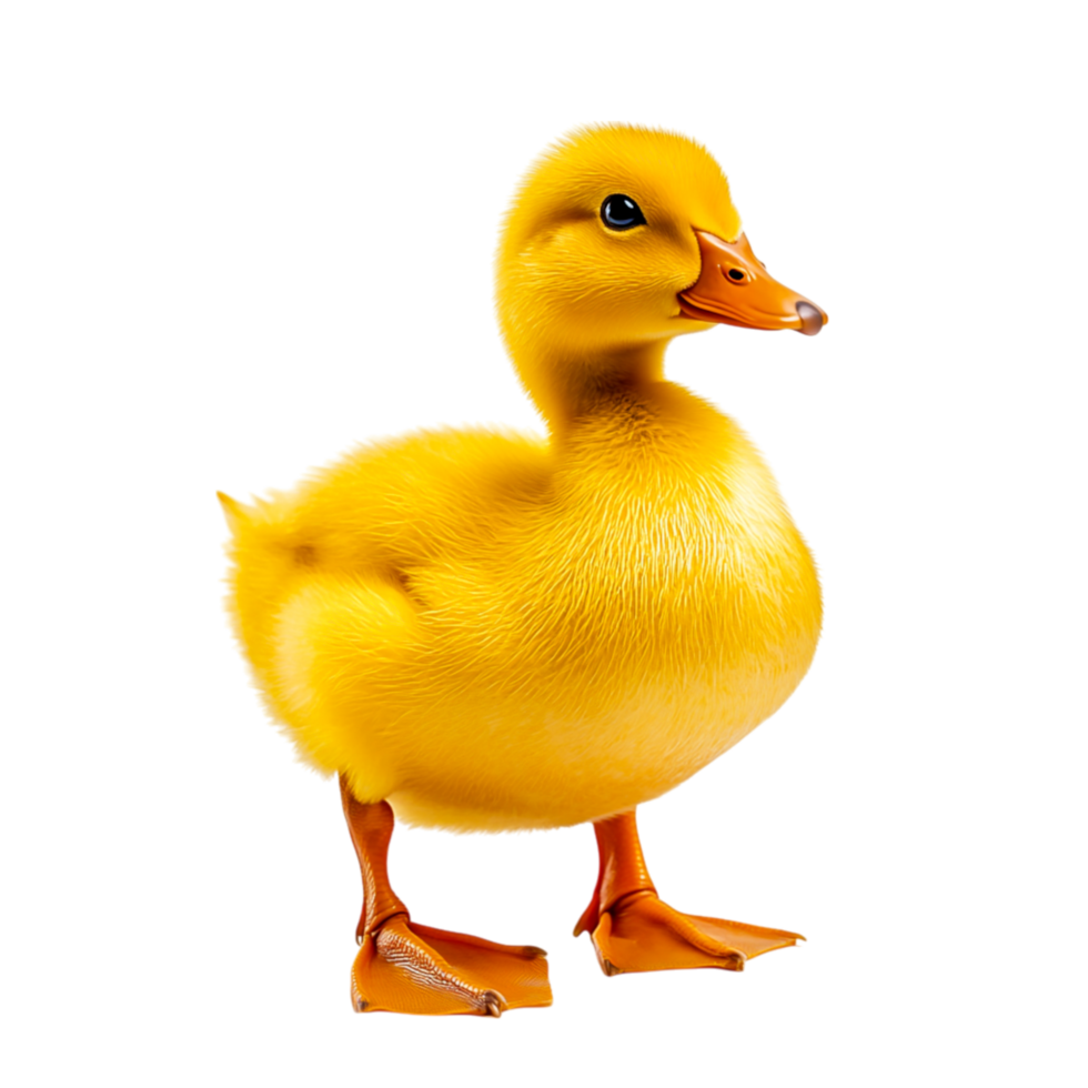 Adorable yellow duckling standing on a looking curiously forward png