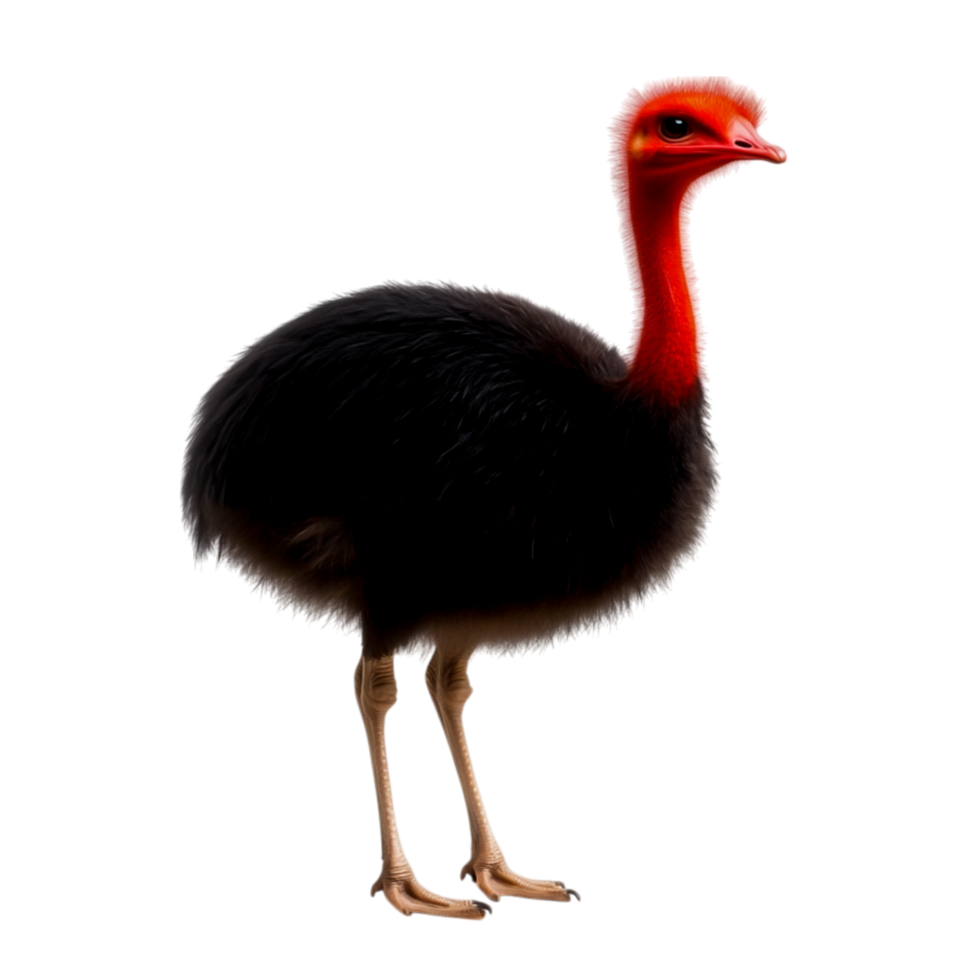 Majestic Large Bird with Red Head and Black Feathers Standing Gracefully in Natural Habitat png