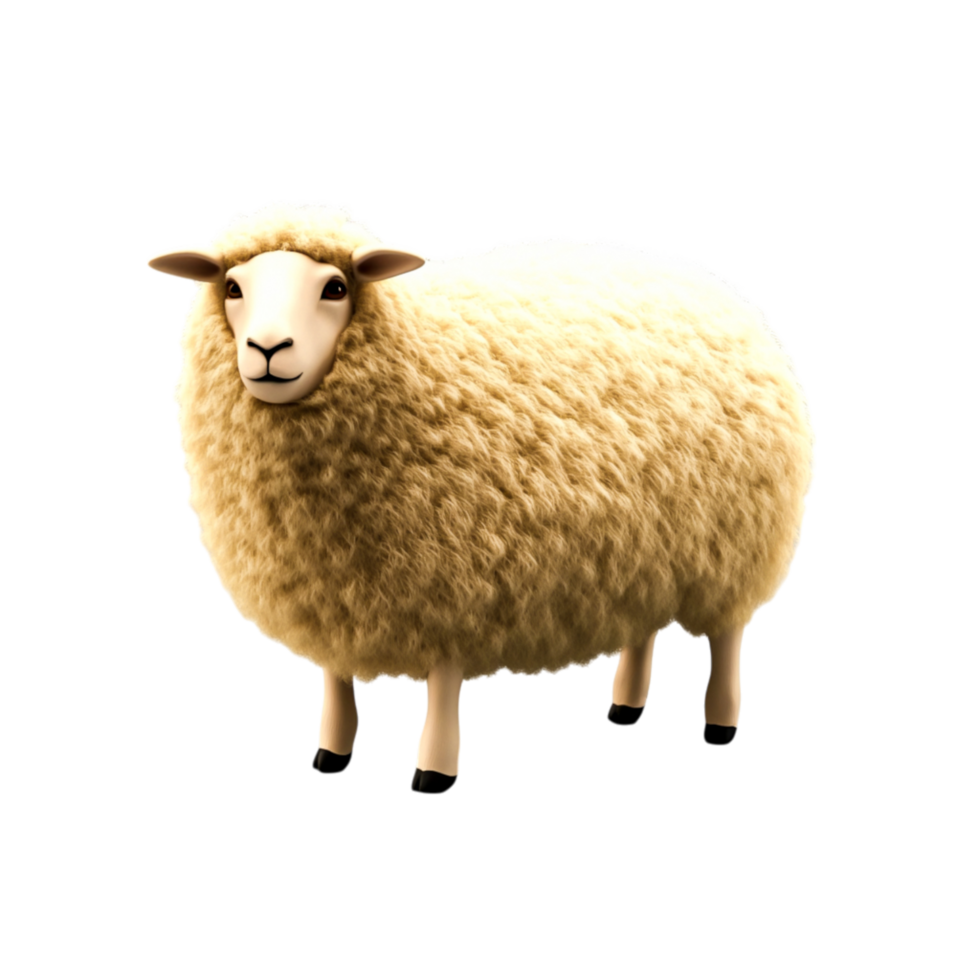Cute fluffy sheep standing with soft wool texture and lively expression png