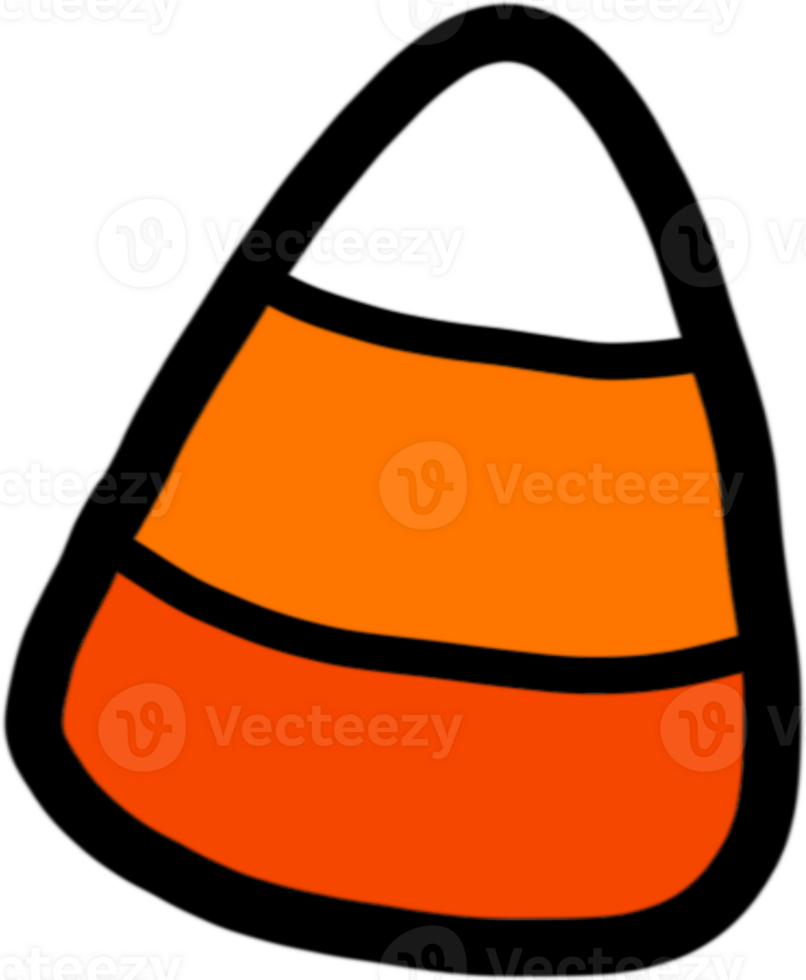 a single piece of candy corn, showcasing its iconic three-tiered color scheme of white, orange, and darker orange. png