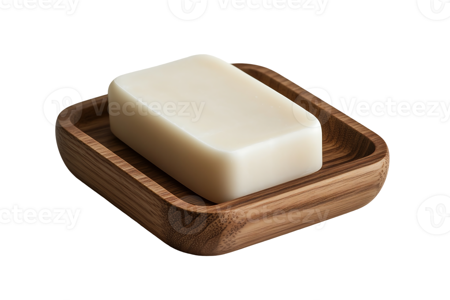 White soap bar in a wooden soap dish simple minimalist design png