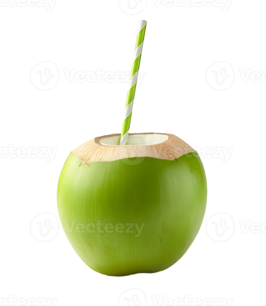 A coconut drink with a straw in it png