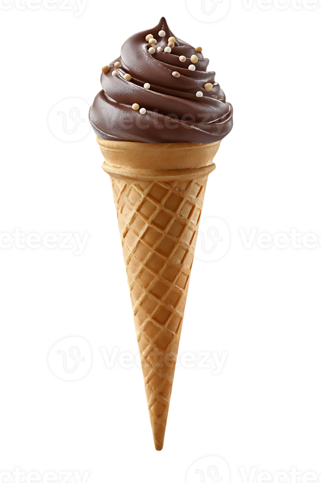 A chocolate ice cream cone with sprinkles on top png
