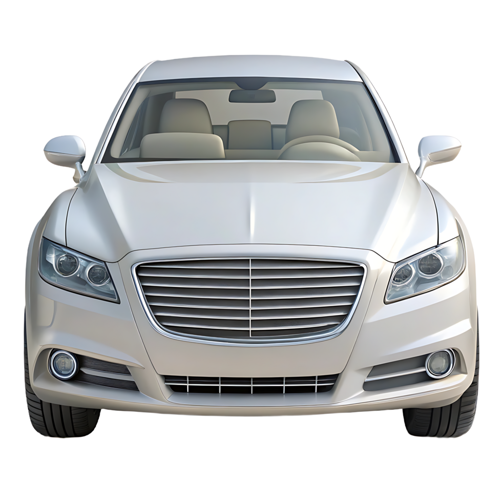 3D Luxury Sedan Car Front View Realistic Vehicle Render on Transparent Background png