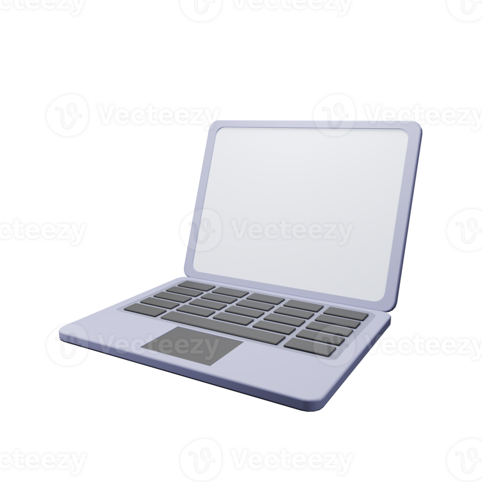 3d Render Laptop with Empty White Screen png