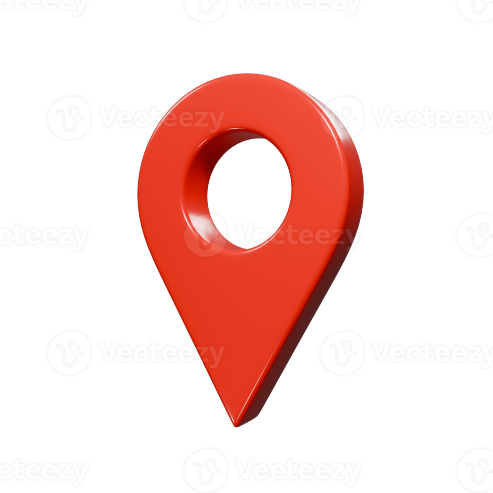 Perspective Red GPS Map Marker 3d Render Icon Illustration png