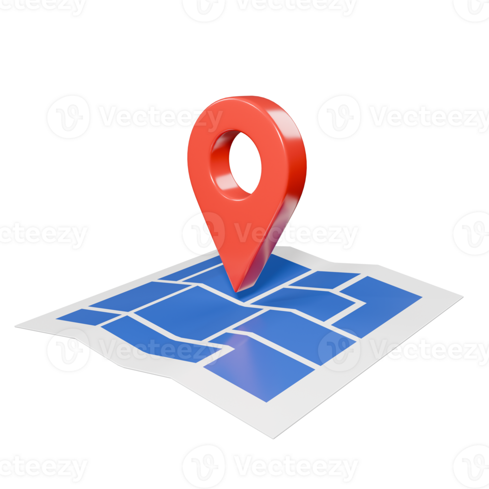 Perspective Red GPS Map Marker 3d Render Icon Illustration with Maps png