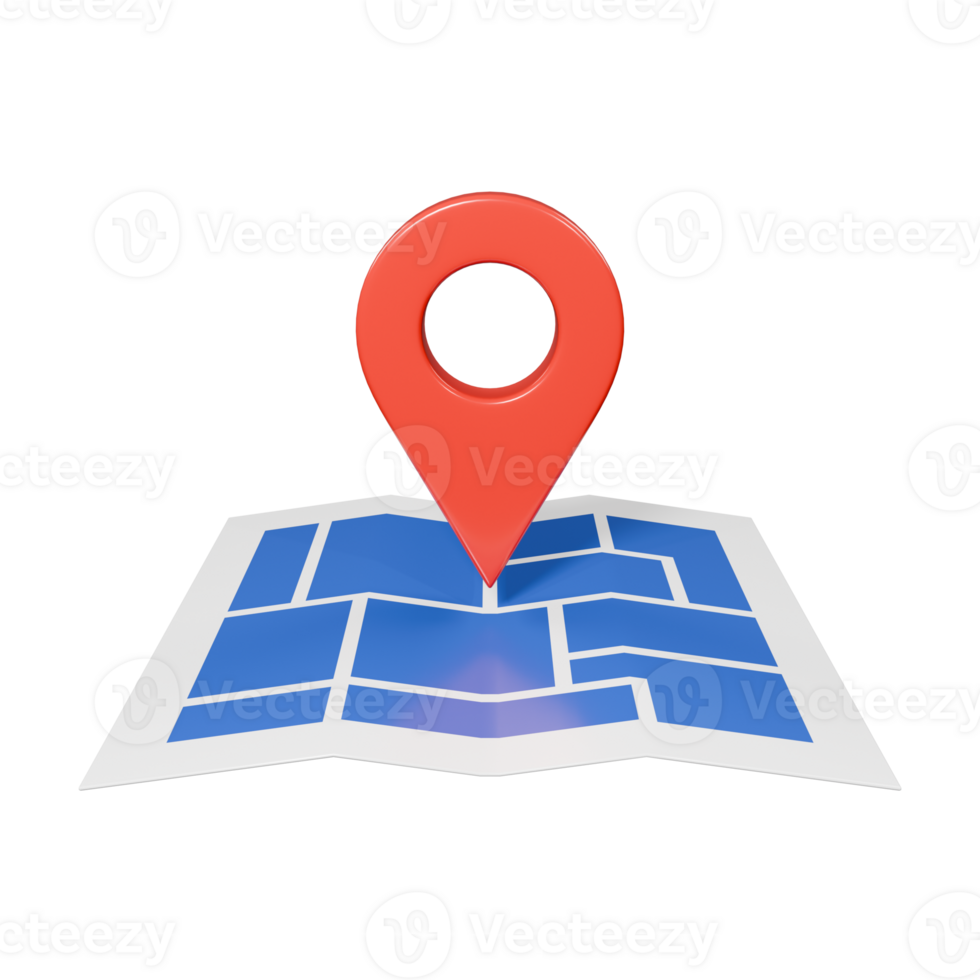 Red GPS Map Marker 3d Render Icon Illustration with Maps png
