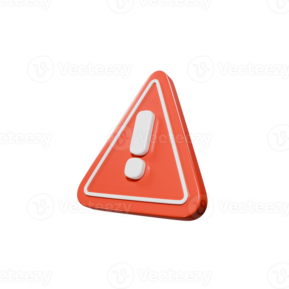Perspective Views 3d Render Triangle Red Warning Sign Icon Illustration with White Exclamation Mark and Border png