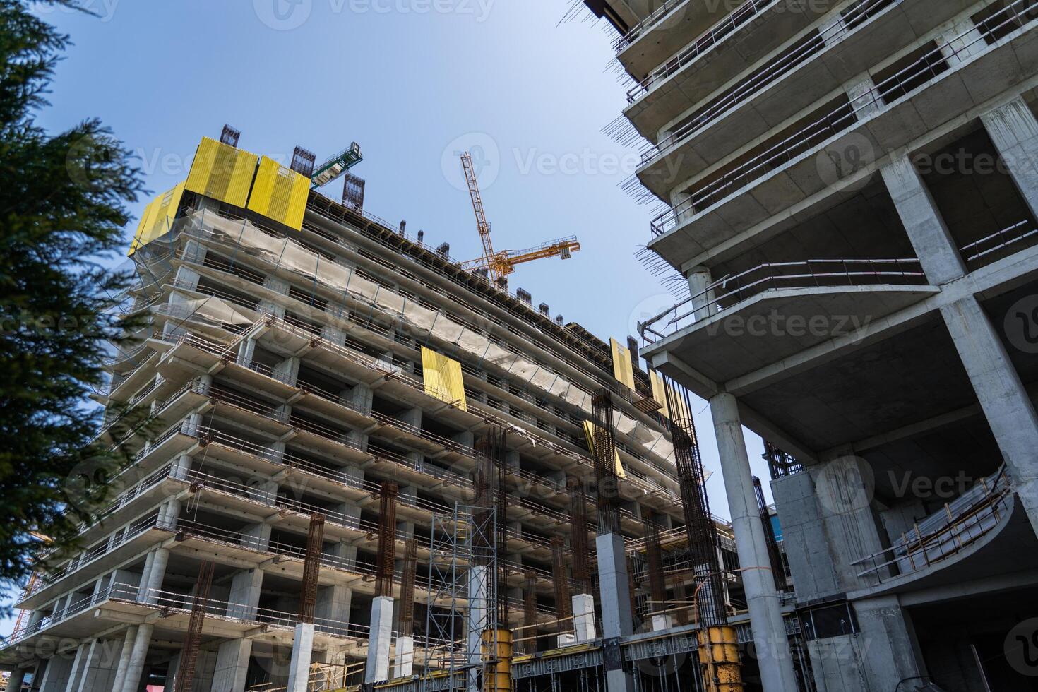 The construction of a skyscraper. Construction of a tall building in Batumi photo
