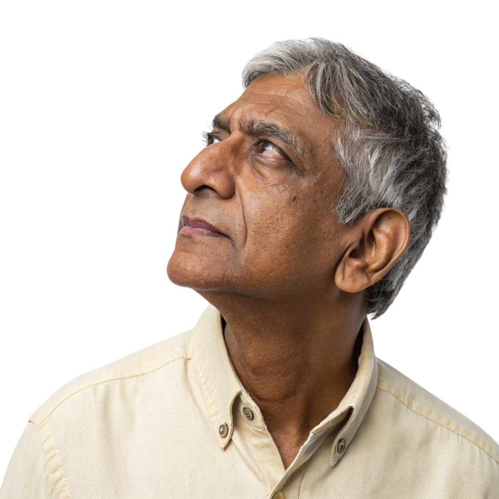 A man looking up at something png