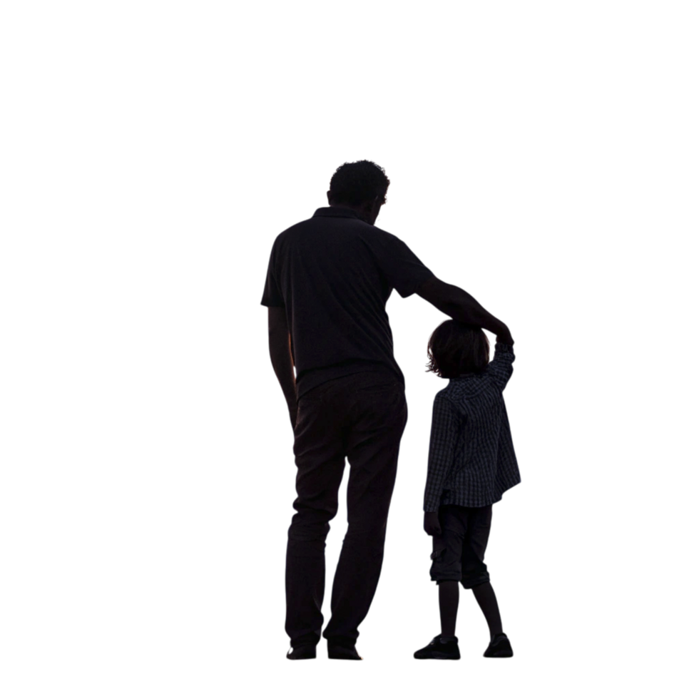 A man and a child standing in the dark png