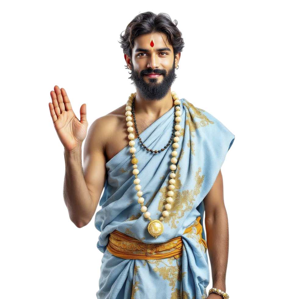 A man in a traditional indian outfit waving his hand png