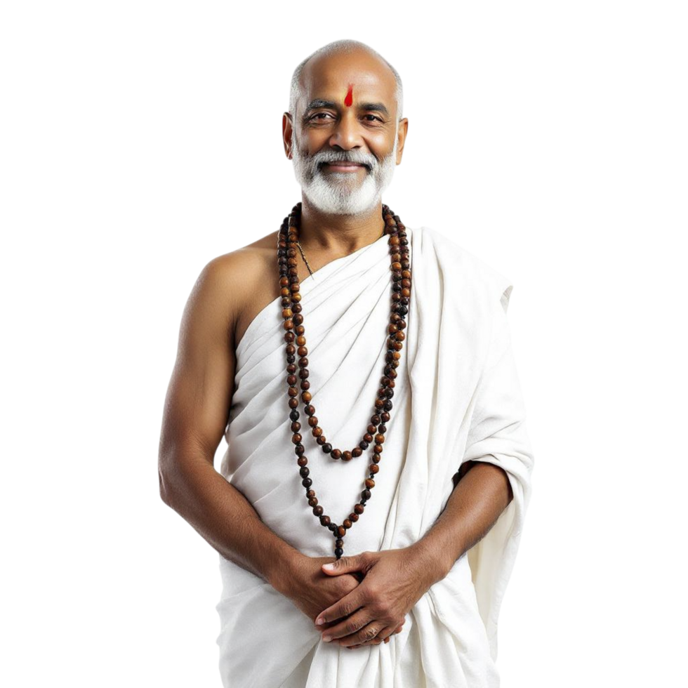 An old man in a white robe and a necklace png