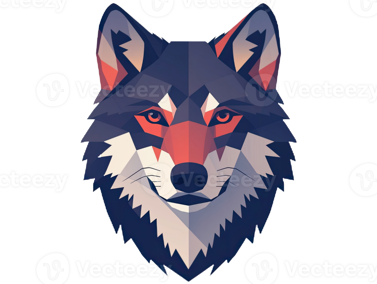 Colorful wolf face with geometric style png