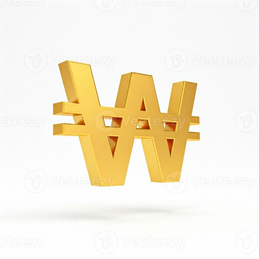 A shiny golden won symbol isolated on white photo