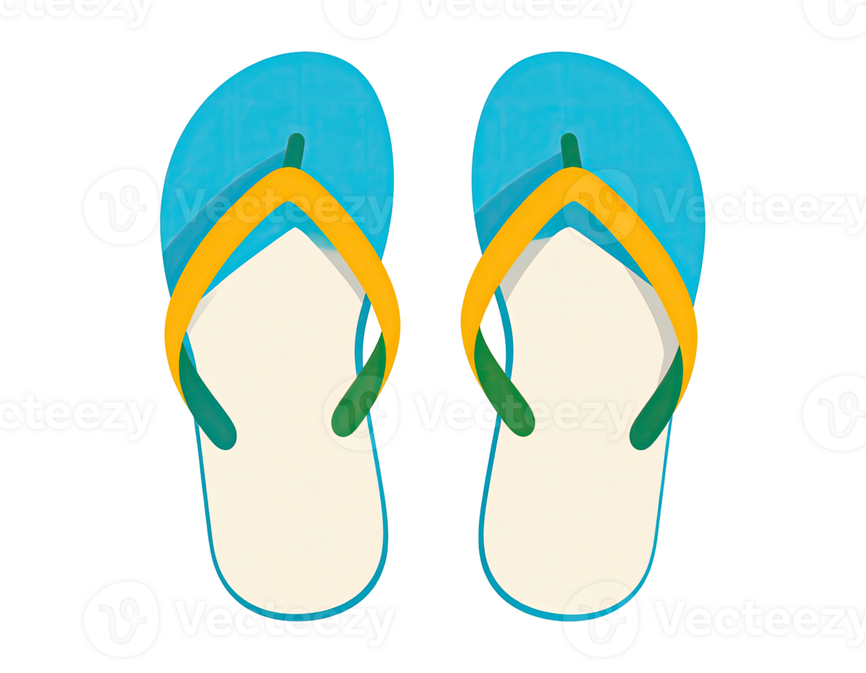Vibrant Teal And Yellow Flip-Flops Isolated On Transparent Background For Summer And Beach Season png