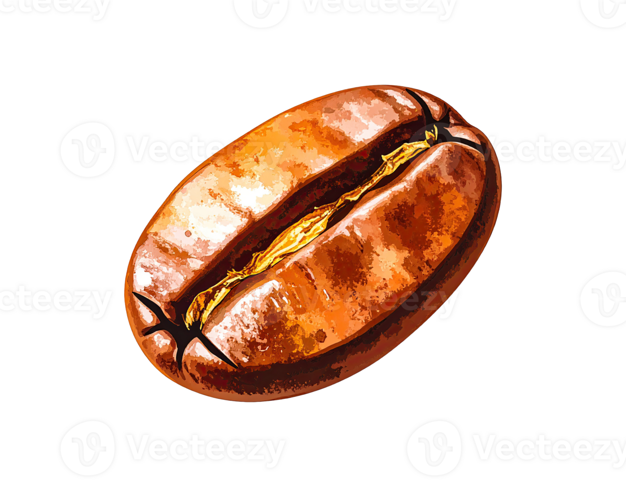 Gourmet coffee beans painted in detailed watercolor style. png