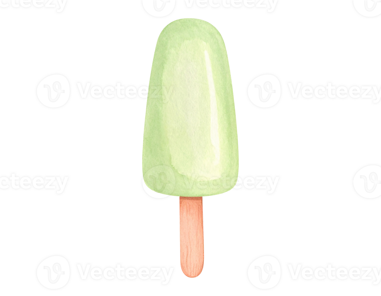 Refreshing frozen treat painted in a soft and whimsical watercolor style. png
