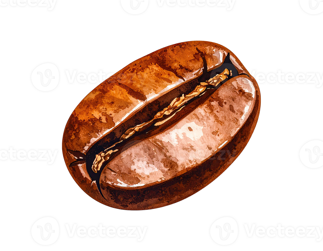 Artistic watercolor coffee bean drawing for cafe themes. png