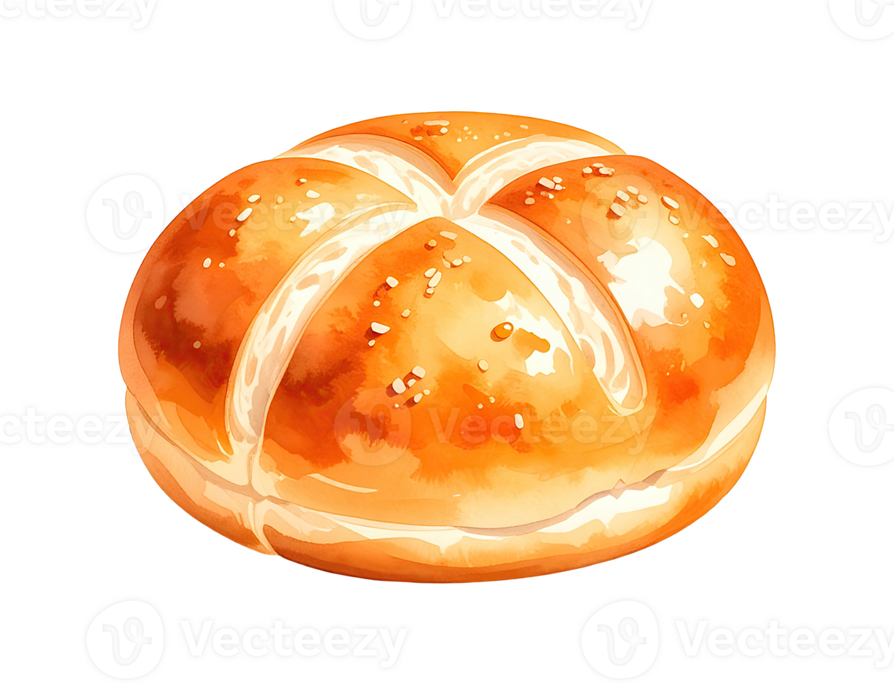 Soft and warm bread roll illustration in watercolor. png