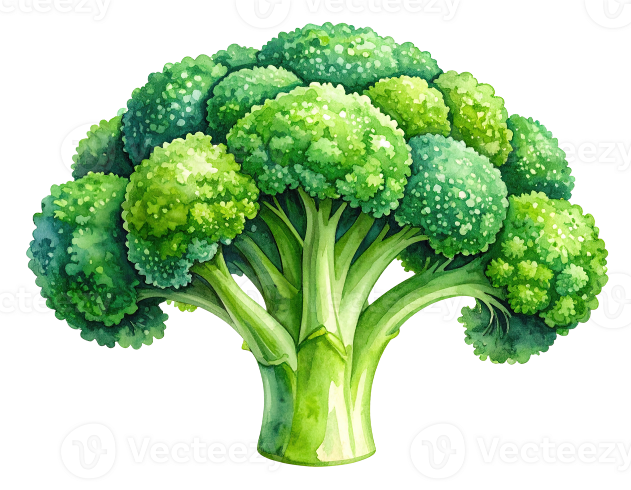 Hand-painted broccoli vegetable in vibrant watercolor style. png