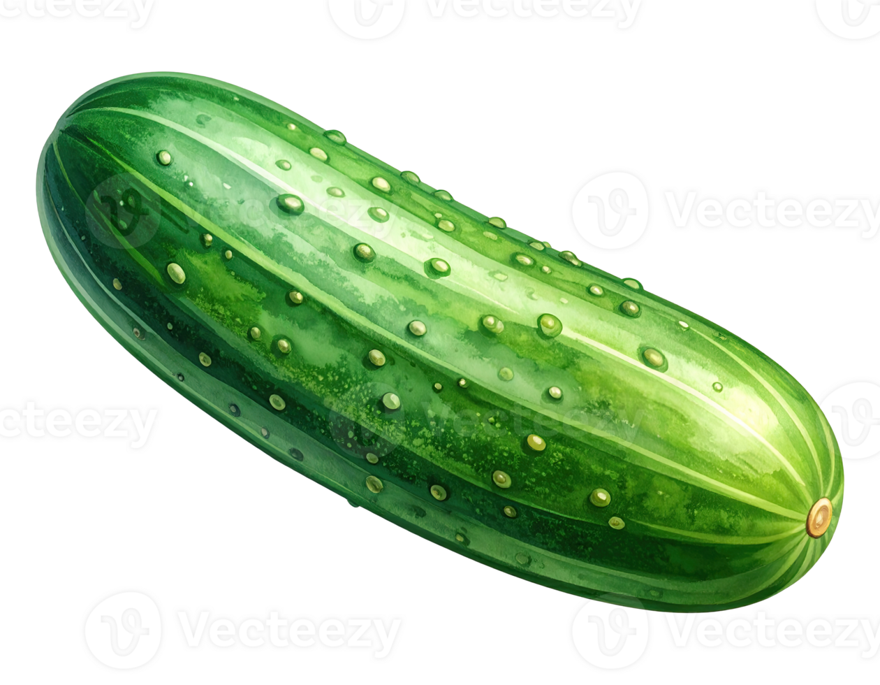 Watercolor illustration of fresh green cucumber. png