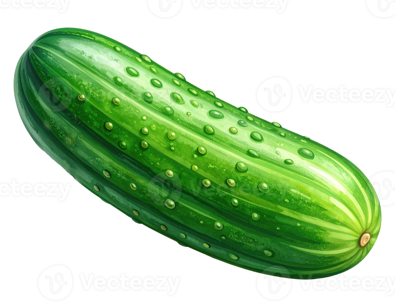 Fresh organic cucumber painted in watercolor style. png