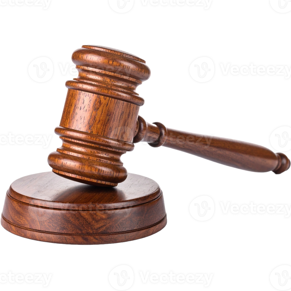 A judge's gavel on a wooden stand png