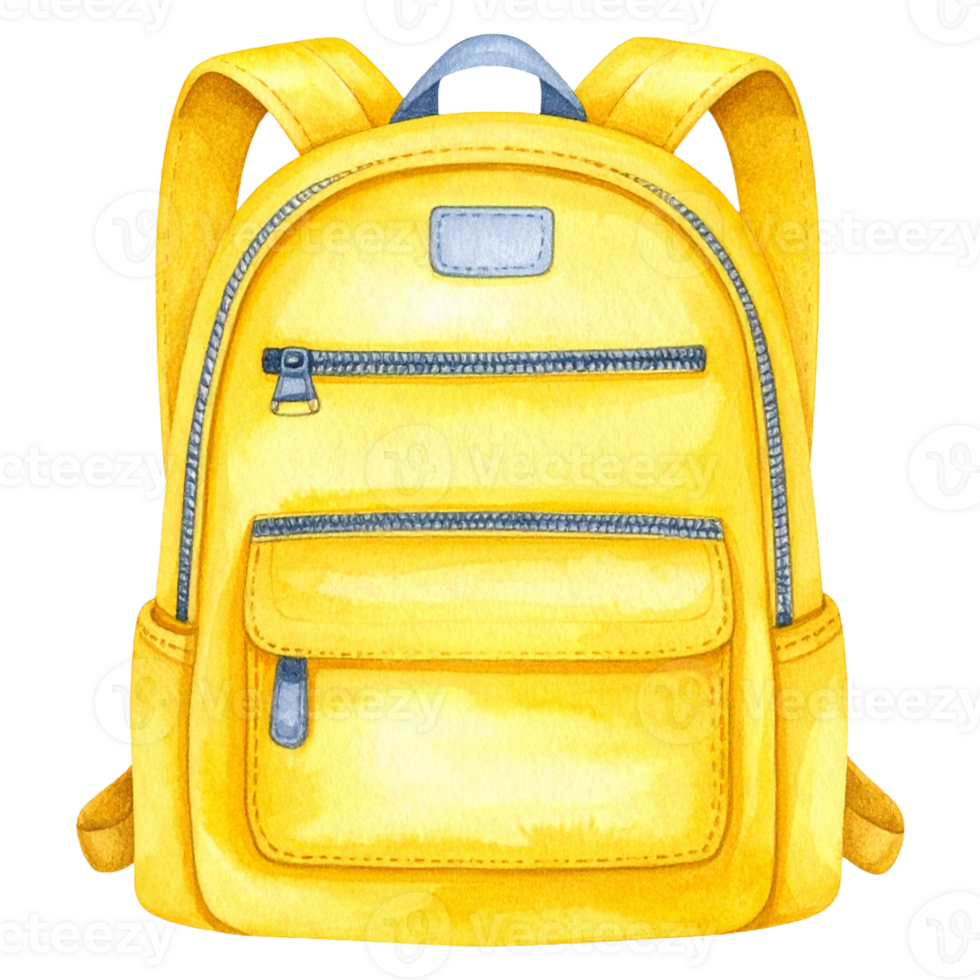 A yellow backpack with a zipper on the front png