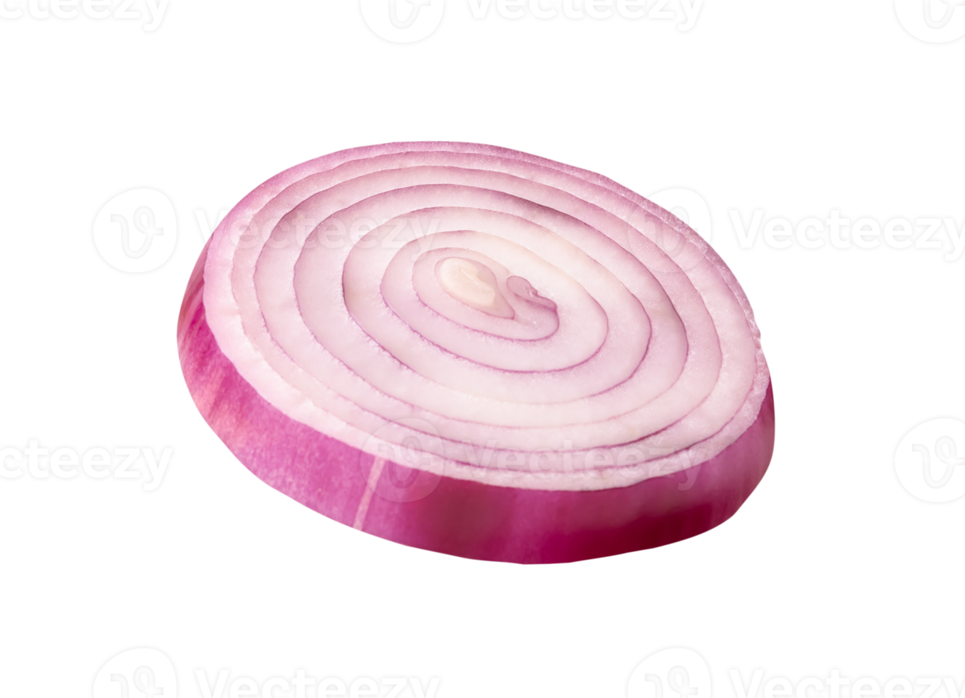 A Spanish onion or red onion slice isolated with clipping path in file format png