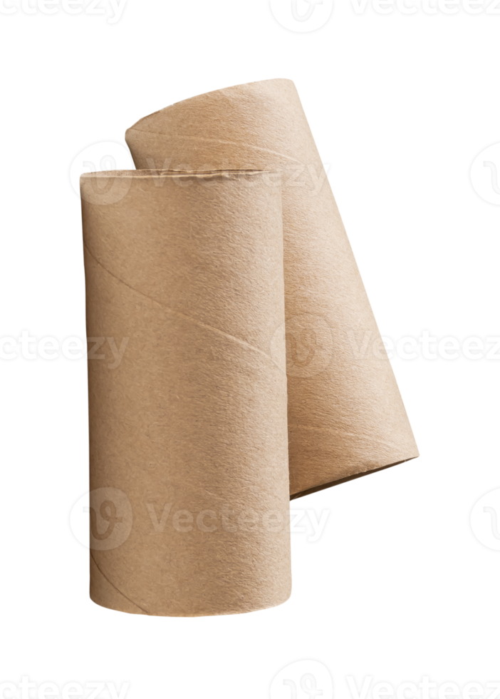 Two tissue paper cores or tubes in stack isolated with clipping path in file format png