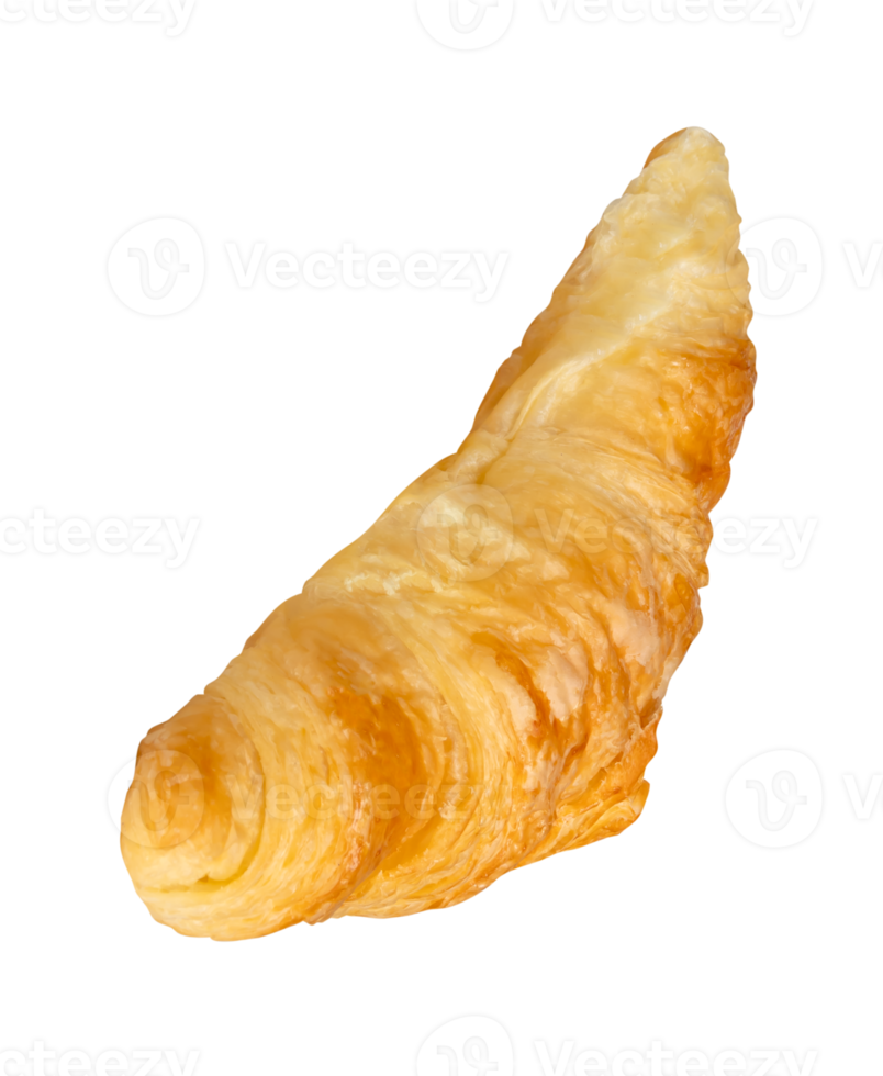 A piece of golden croissant isolated with clipping path in file format png