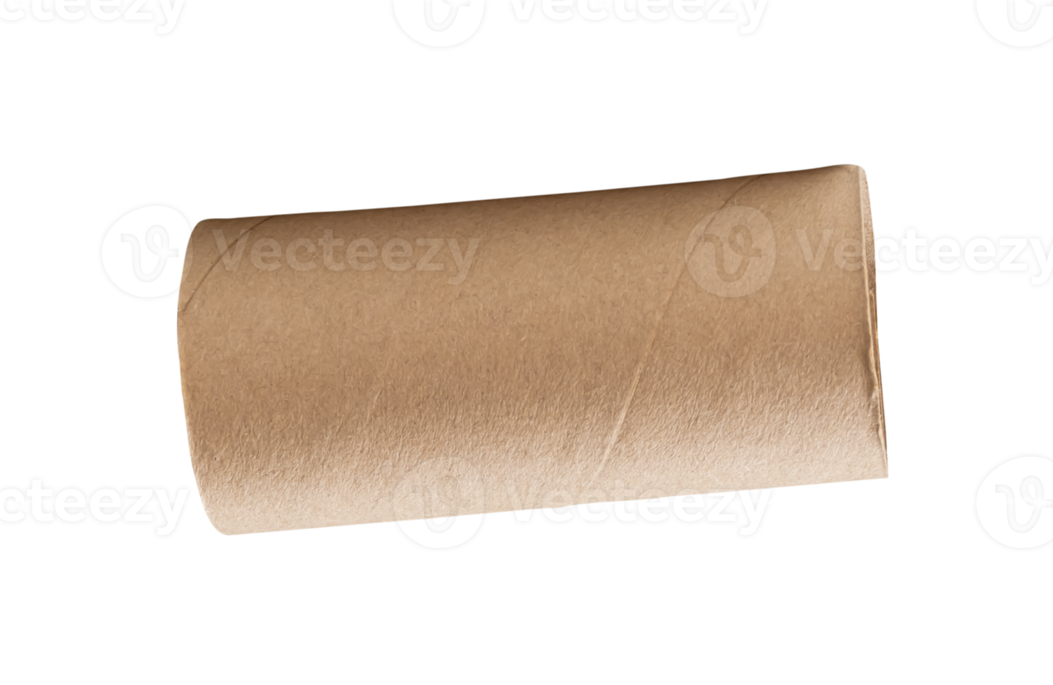 One tissue paper core or toilet paper tube after used out of paper isolated with clipping path in file format png