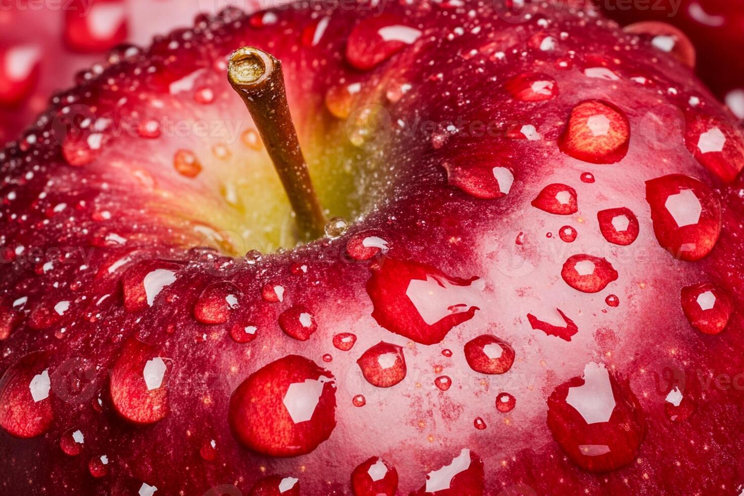 Red apple with water droplets on it photo