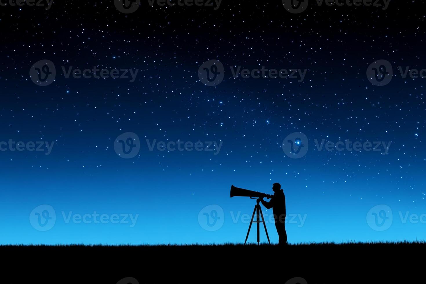 Man looking at the sky with telescope photo