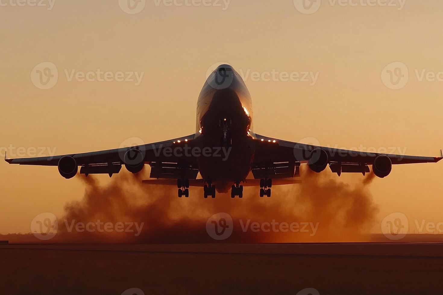 A large airplane taking off from the runway photo