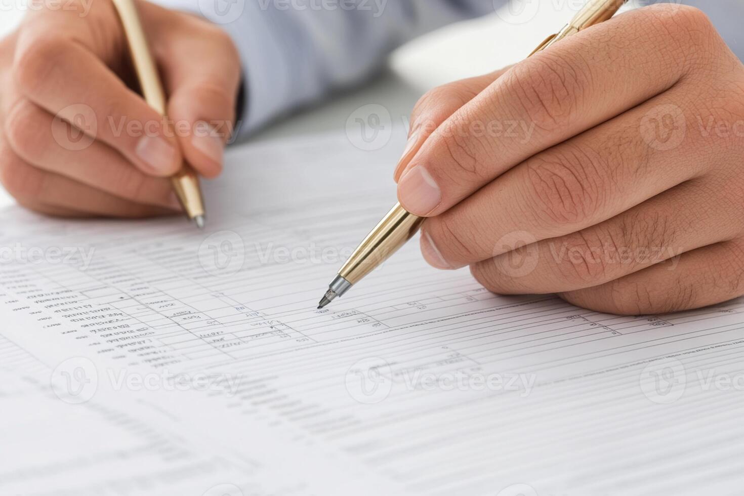 A person is writing on a paper with a pen photo