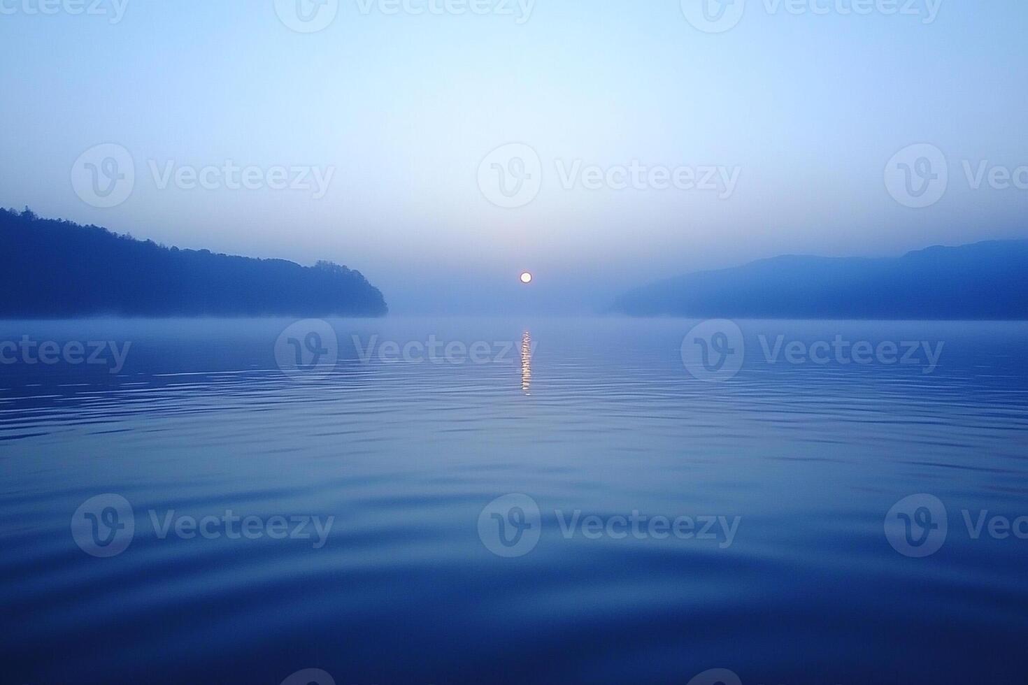 Sunrise over lake yangshan, china photo