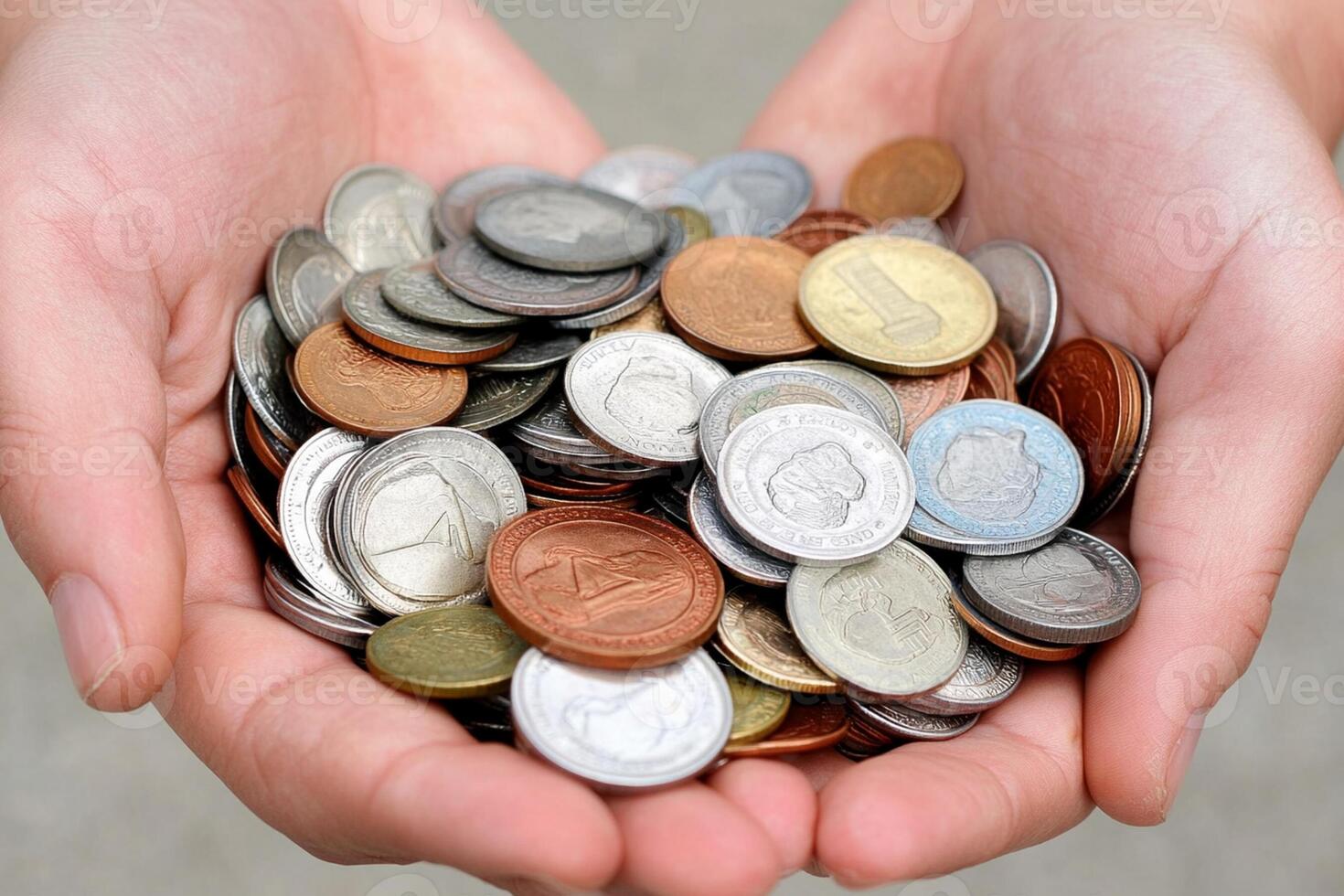 A person holding a handful of coins photo