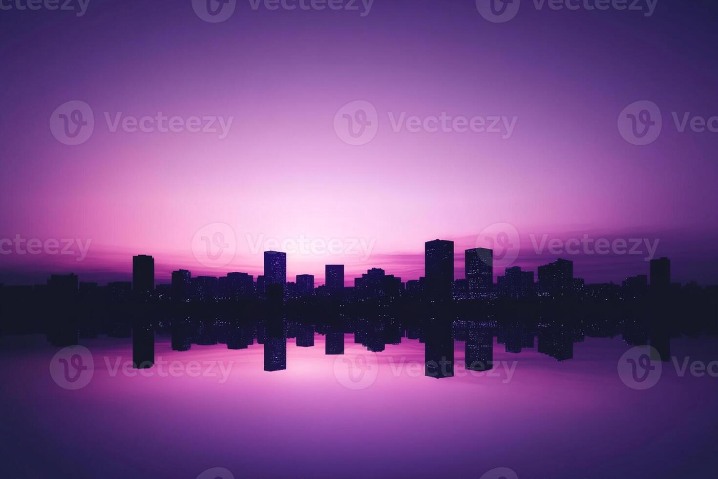 A purple sunset over a city skyline photo