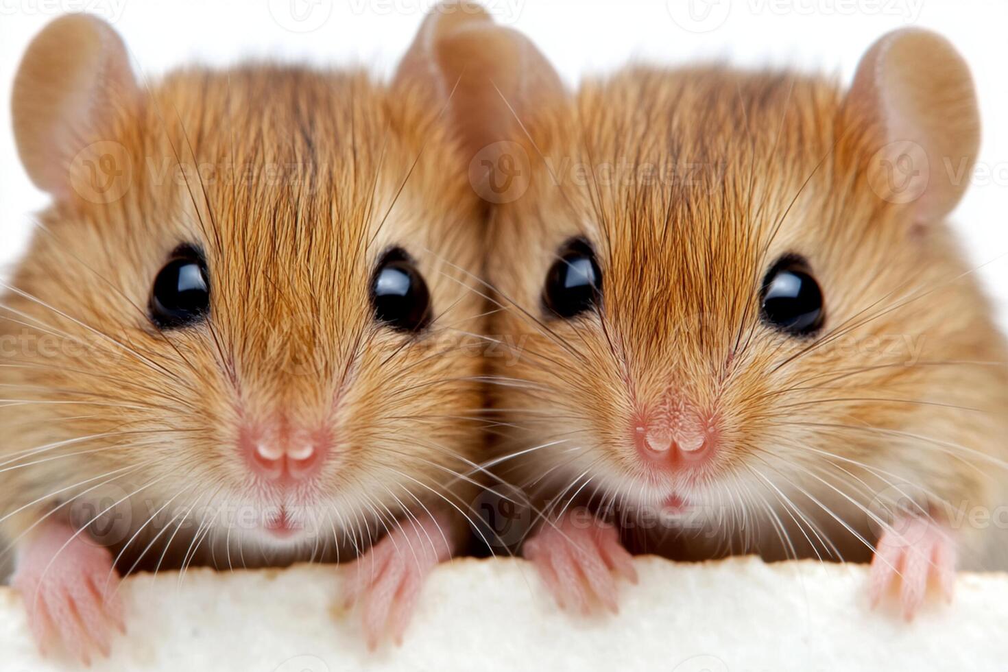Two brown mice looking at the camera photo