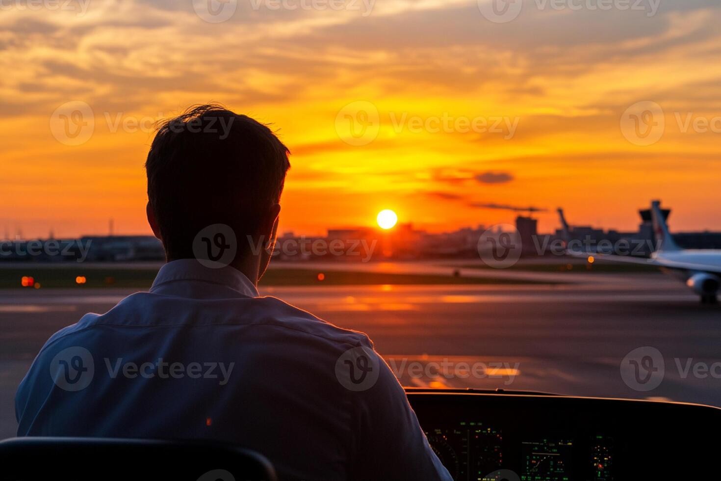 A man sitting in a chair at an airport photo