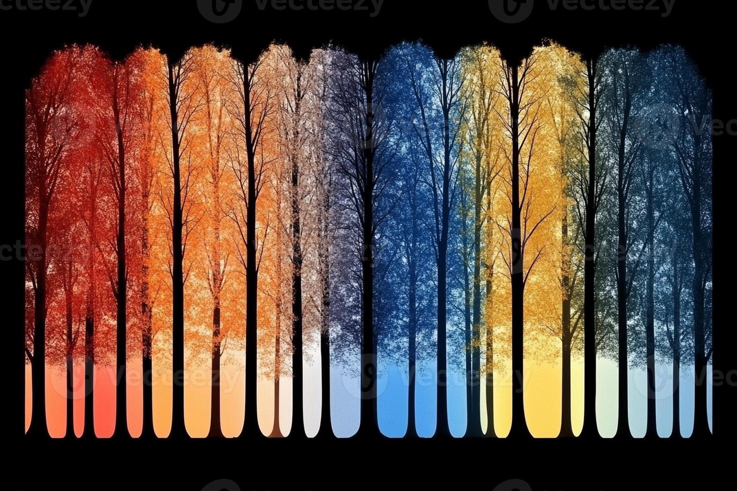 A colorful tree line with different colors photo