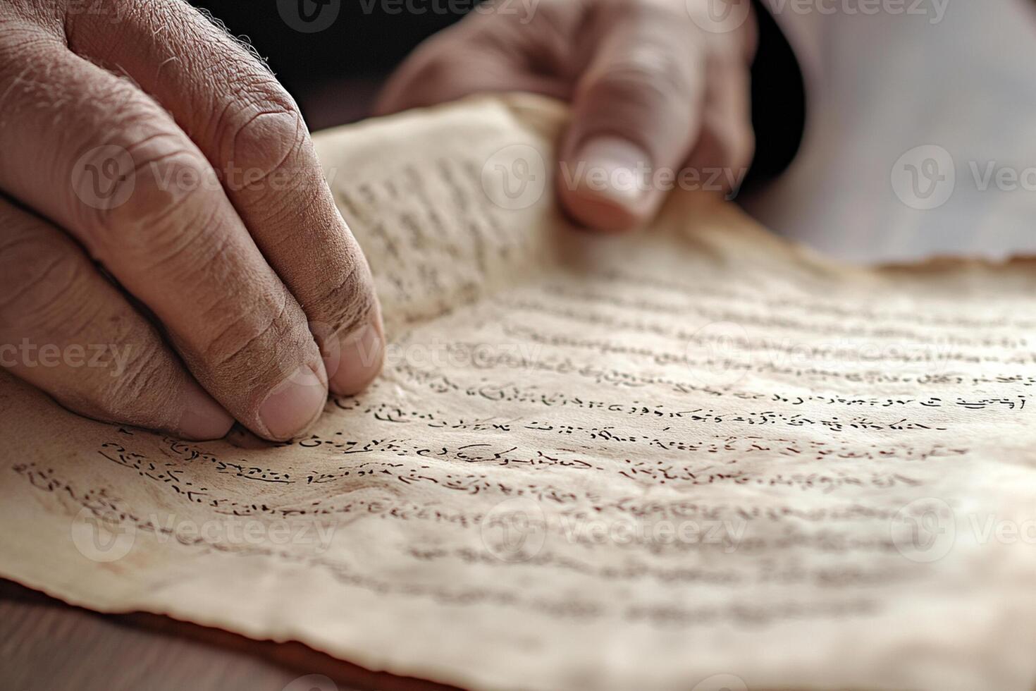 A person holding a piece of paper with arabic writing photo