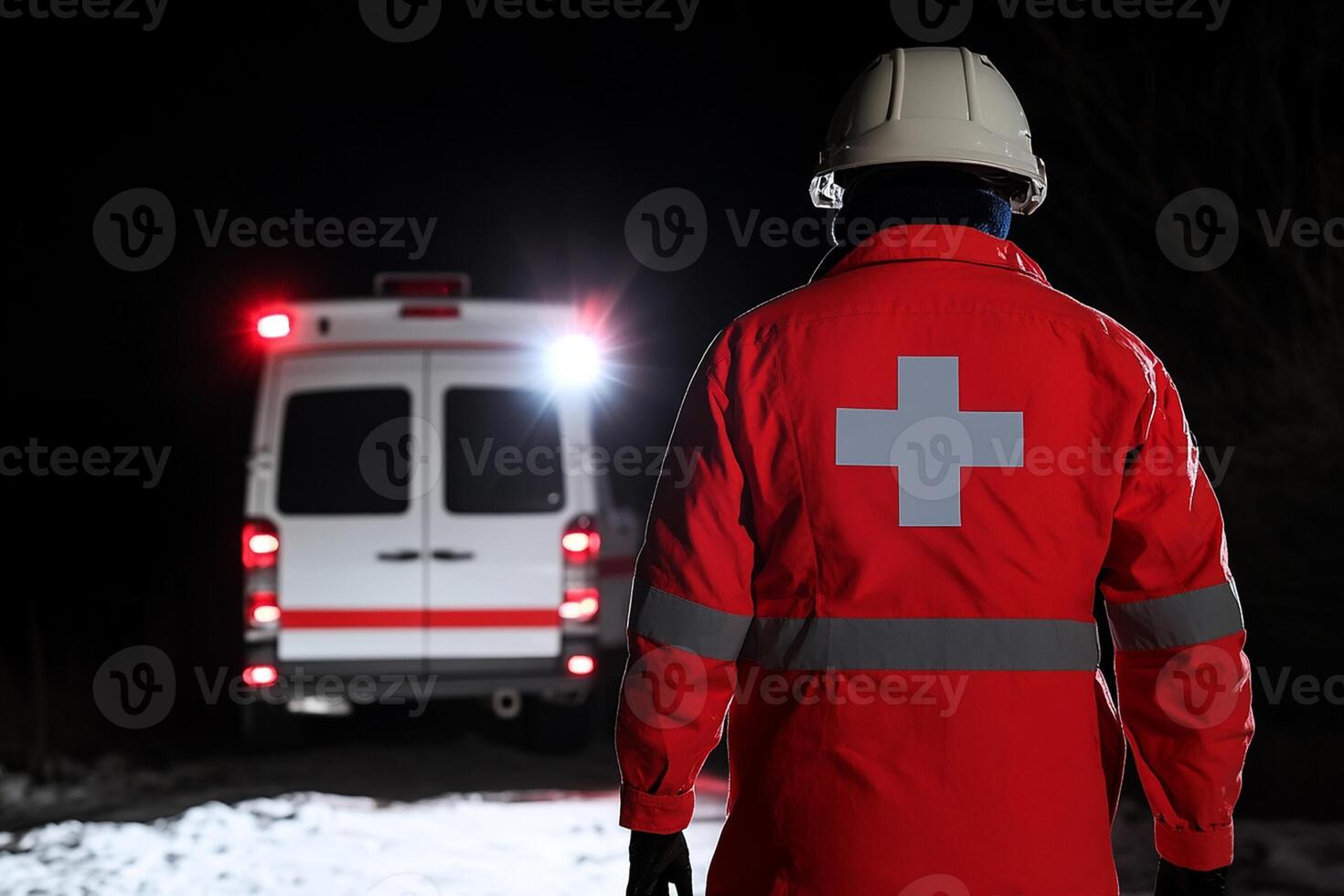 A man in an ambulance at night photo