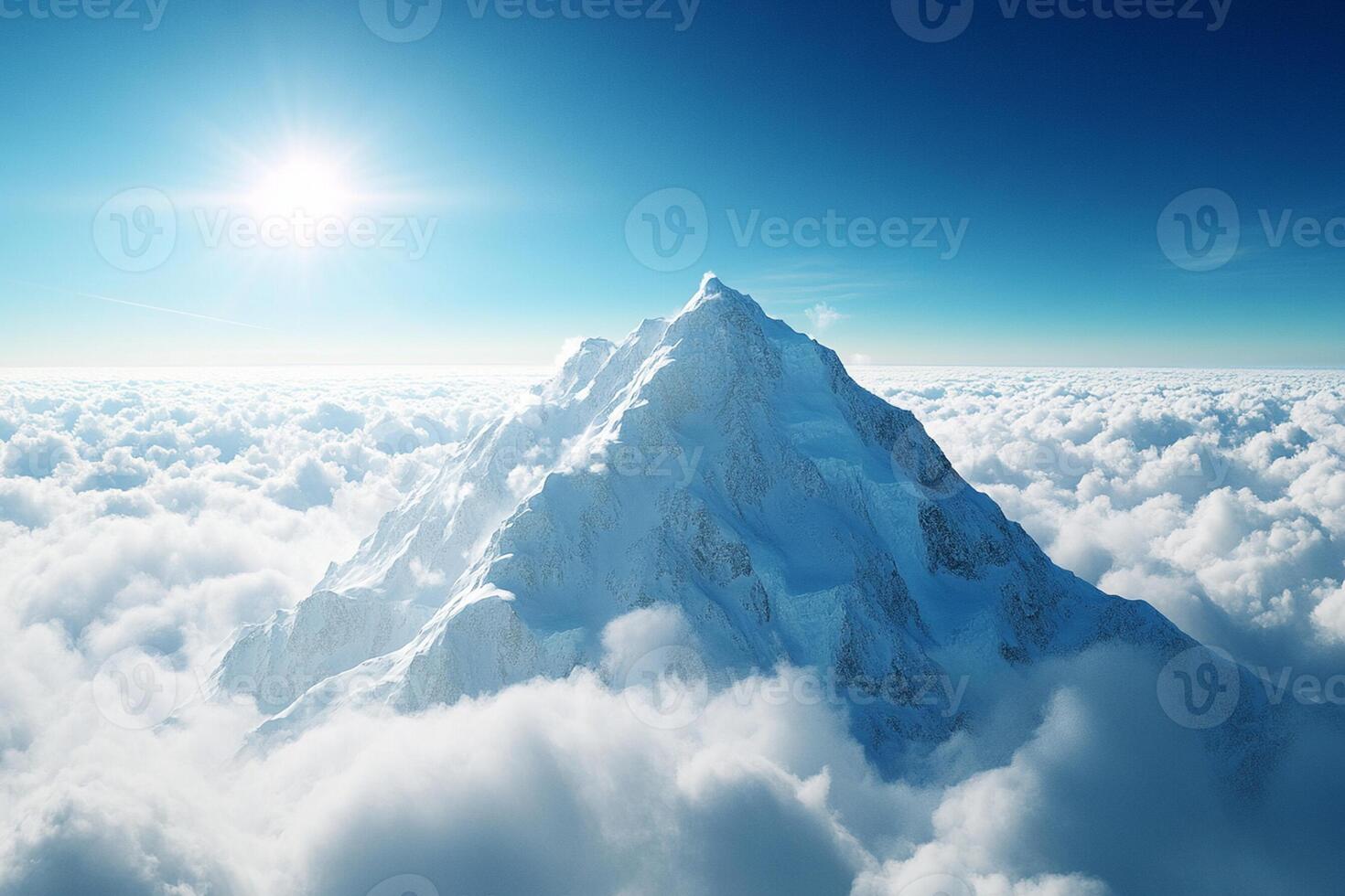 A mountain is seen in the sky with clouds photo