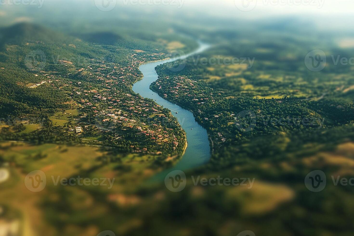A river running through a green valley photo