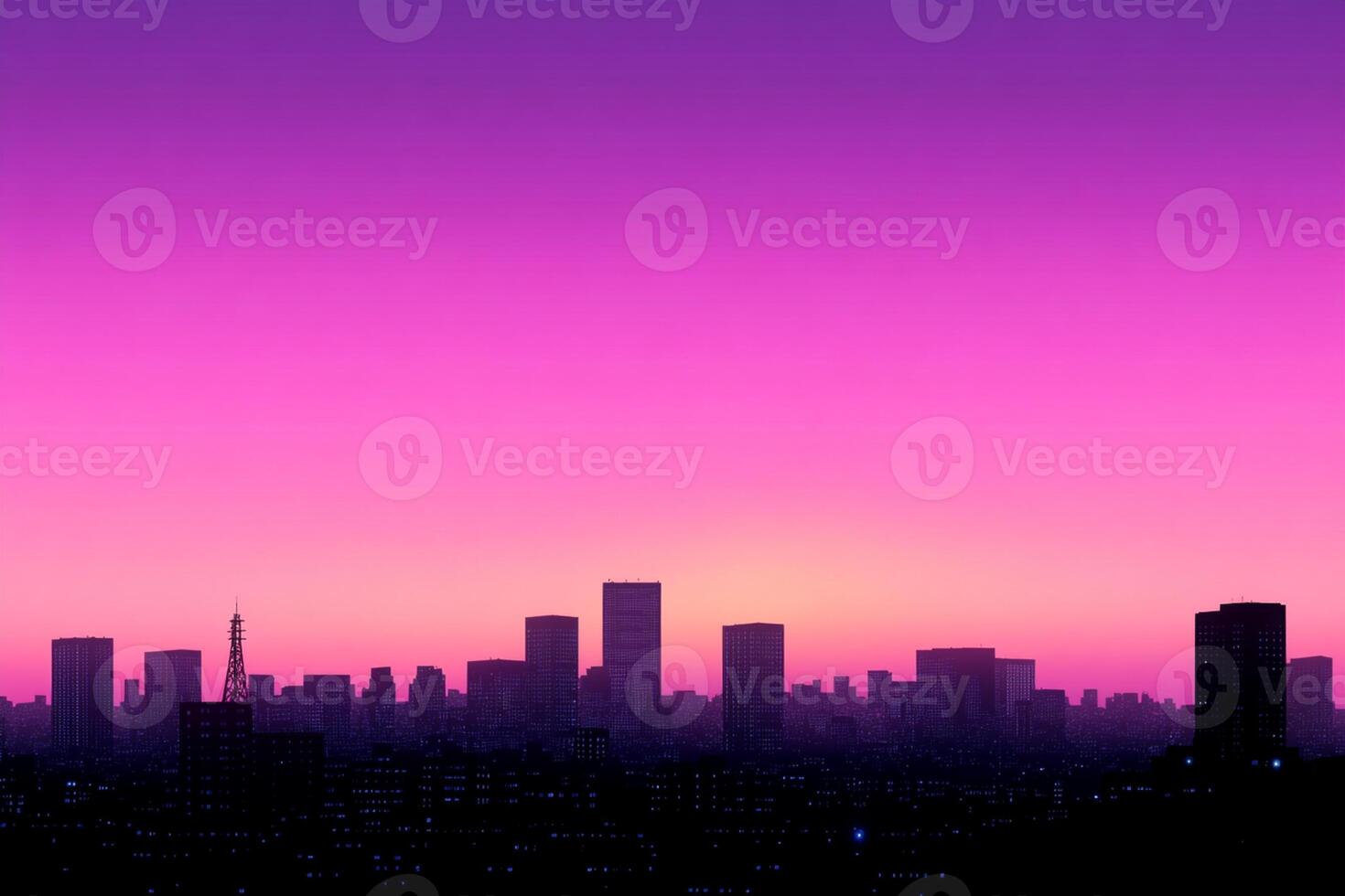 A city skyline with purple and pink colors photo