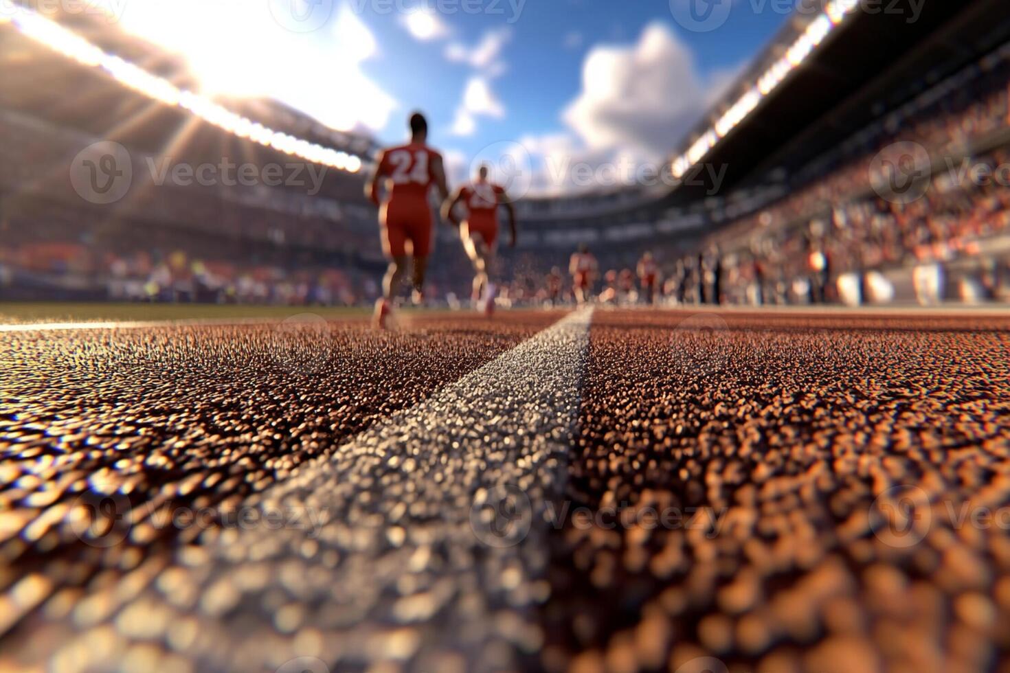 A close up of a runner on a track photo